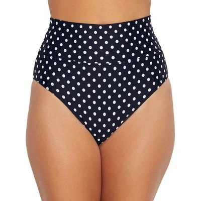 Sunsets Women's Black Dot Fold-Over High-Waist Bikini Bottom - 33B-BKDT - Image 2
