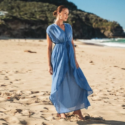 Women's Dreamy Drawstring Ruffled Cover-Up Dress - Cupshe - Image 2