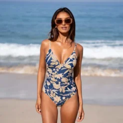 Women's Floral V Neck One Piece Swimsuit - Cupshe