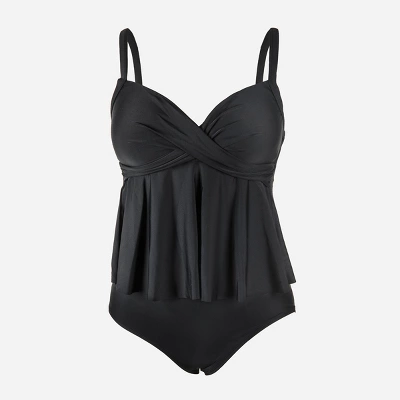 Women's V Neck Wrapped Plus Size Tankini Set - Cupshe