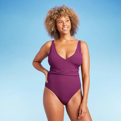 Women's Ribbed Plunge Twist-Front One Piece Swimsuit - Shade & Shoreâ„¢ - Image 2