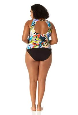 Anne Cole Plus - Women's Front Wrap High Neck Keyhole Tankini Swim Top - Image 3