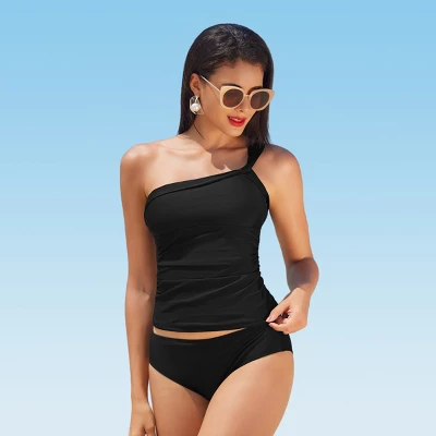 Women's One Shoulder Low Back Tankini Set - Cupshe - Image 4