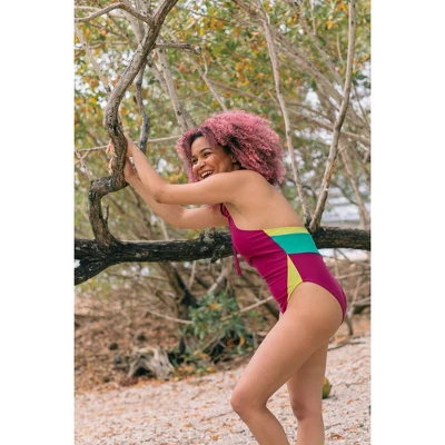 Women's Mio Halter Color Block One Piece Swimsuit - MIGA Swimwear - Image 6