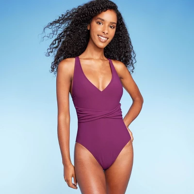 Women's Ribbed Plunge Twist-Front One Piece Swimsuit - Shade & Shoreâ„¢ - Image 6