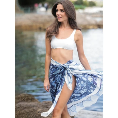 Shiraleah Blue And White Eden Floral Print Pareo - Image 2