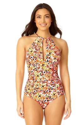 Anne Cole - Women's High Neck With Ruffled Straps One Piece Swimsuit - Image 5