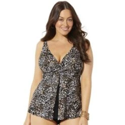 Swimsuits For All Women’s Plus Size V-Neck Twist Tankini Top