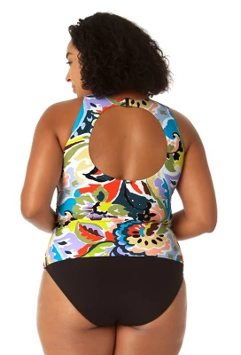 Anne Cole Plus - Women's Front Wrap High Neck Keyhole Tankini Swim Top