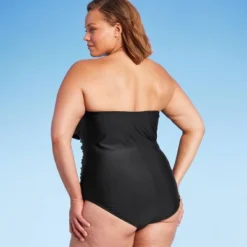 Women's Flounce High Coverage One Piece Swimsuit - Kona Sol™ Black