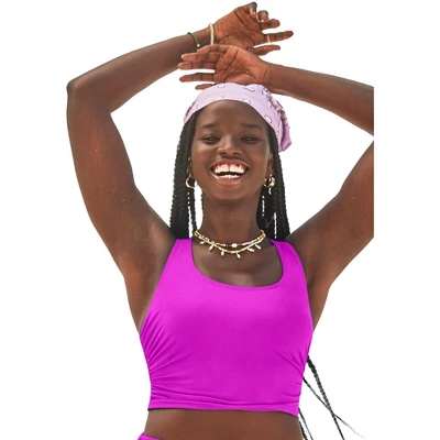 Swimsuits For All Women’s Plus Size Cropped Racerback Tankini Top - Image 6