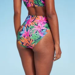 Women's High Waist High Leg Medium Coverage Bikini Bottom - Shade & Shoreâ„¢ Multi Tropical Floral Print