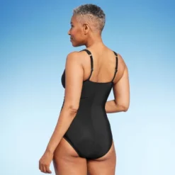 Women's UPF 50 Waist Detail Over The Shoulder One Piece Swimsuit - Aqua Green®