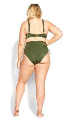 Women's Plus Size Alena Underwire Bikini Top - Olive | FOX & ROYAL