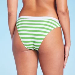 Women's Ribbed High Leg Extra Cheeky Bikini Bottom - Shade & Shoreâ„¢ Green/White