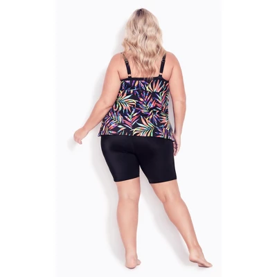 Women's Plus Size Hi Waist Swim Short - Black | AVENUE