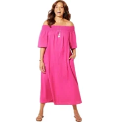 Swimsuits For All Women’s Plus Size Amanda Smocked Bandeau Maxi Dress