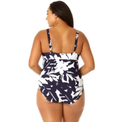 Anne Cole Plus - Women's Retro Twist Front Shirred One Piece Swimsuit