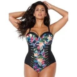 Swimsuits For All Women’s Plus Size Ruched Underwire One Piece Swimsuit