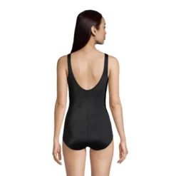 Lands' End Women's Chlorine Resistant Scoop Neck Soft Cup Tugless Sporty One Piece Swimsuit