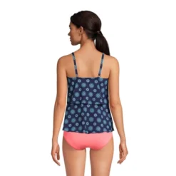 Lands' End Women's Chlorine Resistant Scoop Neck Tiered Tankini Swimsuit Top