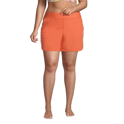 Lands' End Women's 5" Quick Dry Elastic Waist Board Shorts Swim Cover-up Shorts With Panty - Image 2